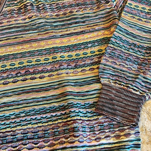 Missoni beautiful V-neck sweater, greens, blues, mauve, and yellow - Picture 4 of 5